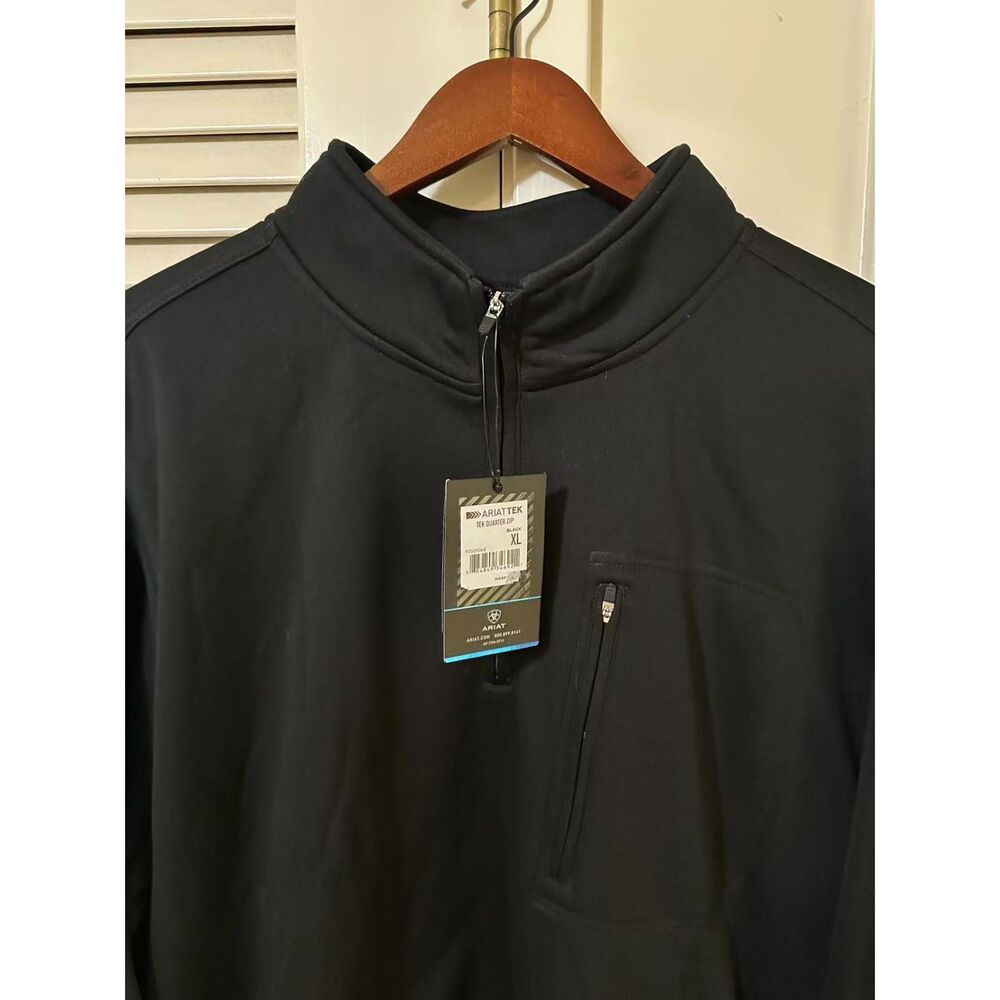 NWT Ariat TEK Cold Series Sweater Mens XL Black 1/4 Zip Western Pullover